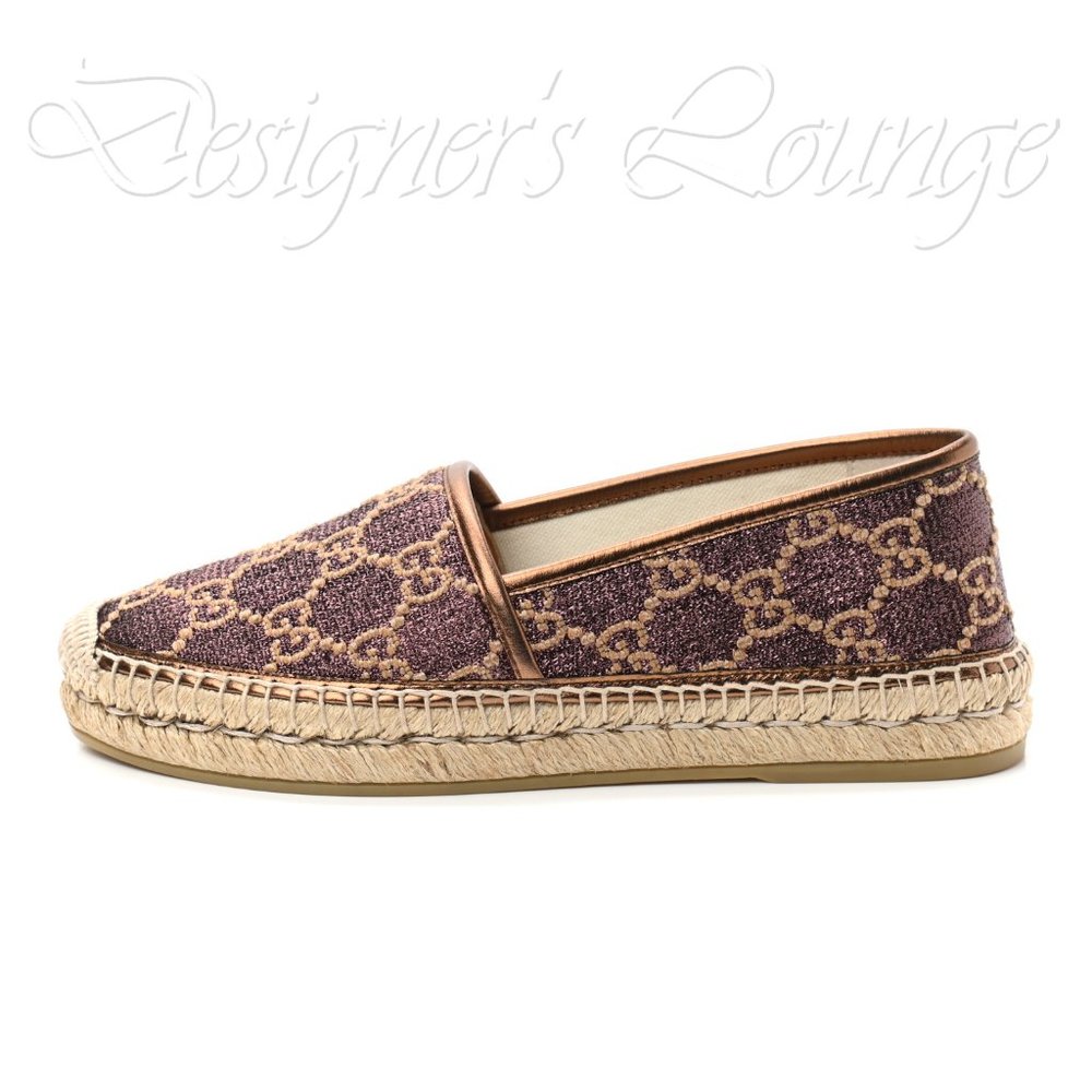 ⚡️SOLD! NEW GUCCI Heritage GG Monogram Brown Metallic Espadrilles Size EU 38 - Picture 6 of 12